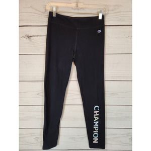 Champion Girls Leggings Mid Rise Graphic Print‎ Pull-On Stretch Black Large